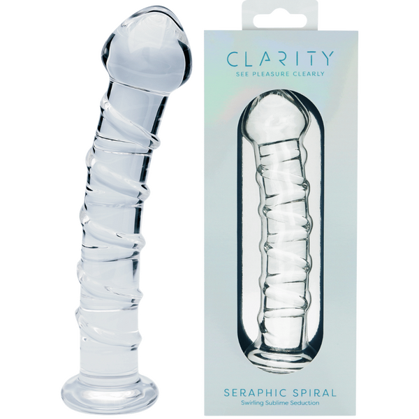 Seraphic Spiral Hand-Blown Borosilicate Glass Dildo 160mm Insertable Length Clear > Glass > Dildos