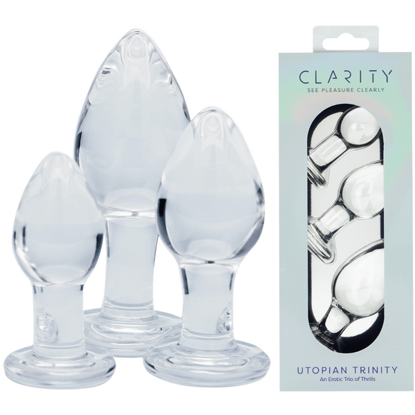 Utopian Trinity Premium Borosilicate Glass Small Medium Large Butt Plug Set Clear > Glass > Toys