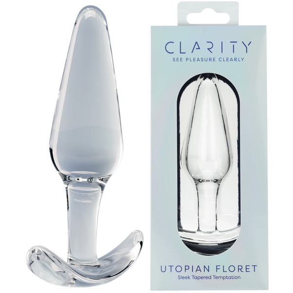 Utopian Floret Handcrafted Borosilicate Glass Butt Plug 4.3 Inch Insertable Length Clear > Glass > Toys