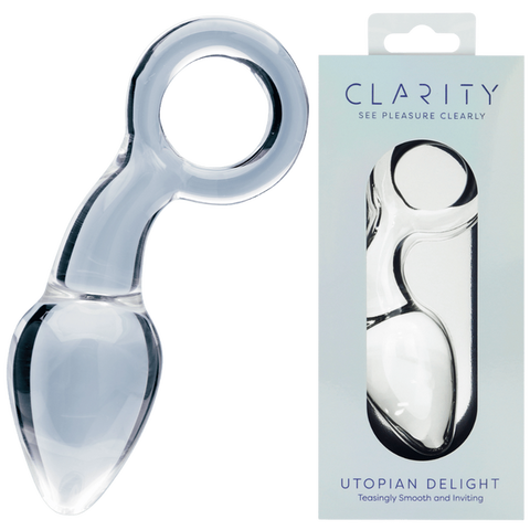 Clarity Utopian Delight – 3.5 Inch Handcrafted Borosilicate Glass Butt Plug One Size > Glass > Dildos