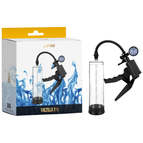 Vaczilla X10 Trigger Gauge Hand Grip – Penis Pump with Silicone Sleeve and Negative Pressure Gauge One Size > Pumps > Penis Pumps
