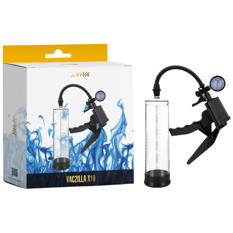 Vaczilla X10 Trigger Gauge Hand Grip – Penis Pump with Silicone Sleeve and Negative Pressure Gauge One Size > Pumps > Penis Pumps