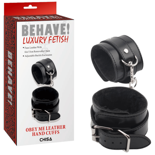 Obey Me Leather Hand Cuffs – Adjustable Metal Hook Handcuffs Default Title > Bondage Gear > Handcuffs