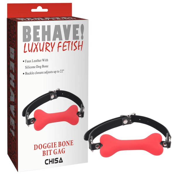 Fully Adjustable Soft Texture Bone Bit Ball Gag - Red Red > Bondage Gear > Gags and Bits Main image