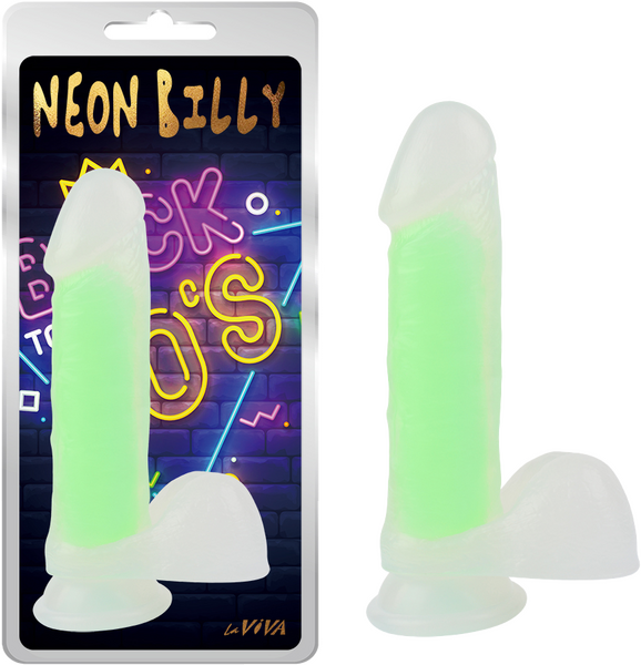 Neon Billy 7.6" (Glow Pink) Glow Green > Vibrators > Standard Vibrators