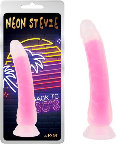 Neon Stevie 8.4 Inch – Glow-in-the-Dark Silicone Vibrator Glow Pink > Dildos > Realistic Dildos