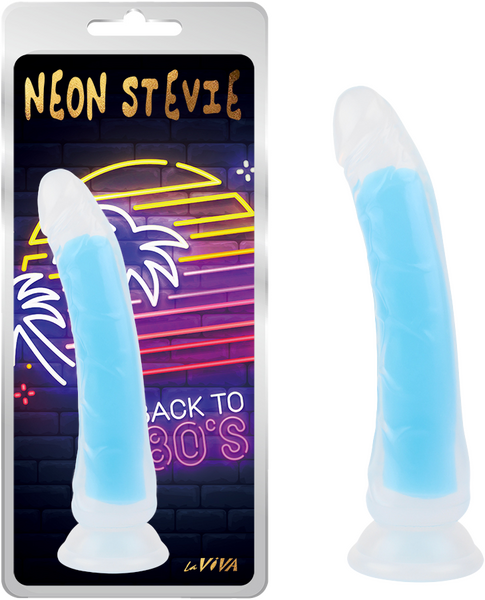 Neon Stevie 8.4 Inch – Glow-in-the-Dark Silicone Vibrator Glow Blue > Dildos > Realistic Dildos