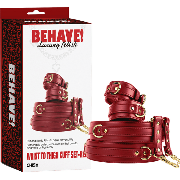 Wrist to Thigh Cuff Set – Adjustable PU Cuffs Restraint Set One Size > Bondage Gear > Restraints