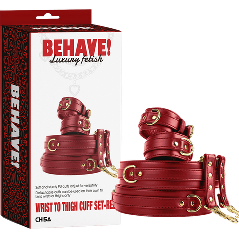 Wrist to Thigh Cuff Set – Adjustable PU Cuffs Restraint Set One Size > Bondage Gear > Restraints
