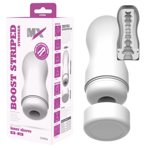 Boost Striped Stroker – Super-Soft 16cm Masturbator Sleeve One Size > Sex Toys For Men > Masturbators Cup