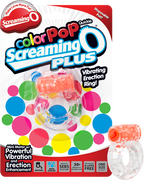Screaming O Colour Pop Quickie Plus – Stretchy Vibrating Erection Ring with Clitoral Stimulator Orange > Cock Ring > Vibrating