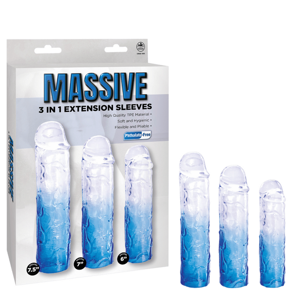 3 in 1 Extension Sleeve (Smoke) – High-Quality TPE Material Soft Flexible Sleeve with Multiple Sizes Blue > Sex Toys For Men > Penis Sleeves