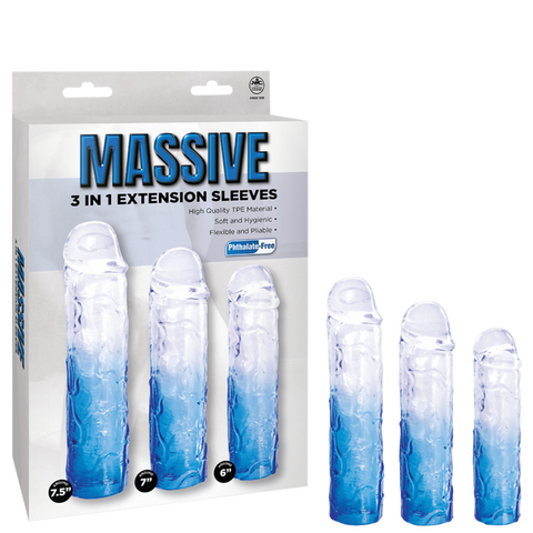 3 in 1 Extension Sleeve (Smoke) – High-Quality TPE Material Soft Flexible Sleeve with Multiple Sizes Blue > Sex Toys For Men > Penis Sleeves