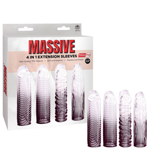4 in 1 Extension Sleeve (Smoke) – Soft Flexible 7.5 Inch Sleeve Smoke > Sex Toys For Men > Penis Sleeves