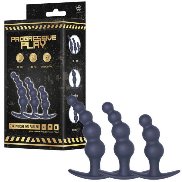 Three Pack Silicone Anal Plug Set T Bar Base Graduated Secondary image