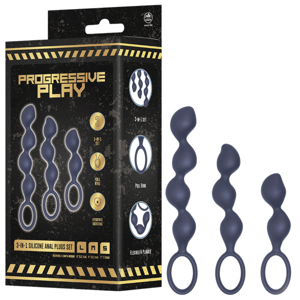 3-In-1 Silicone Anal Plug Set With Pull Ring And Sizes Secondary image