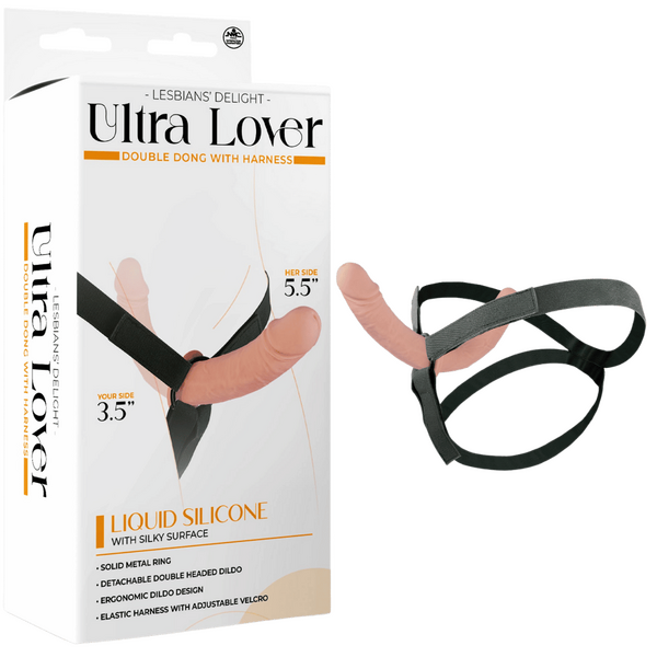 Ultra Lover Double Dong 5.5 Inch Penetrix with Harness – Ergonomic Silicone Dildo Set Flesh > Dildos > Strap On Dildos