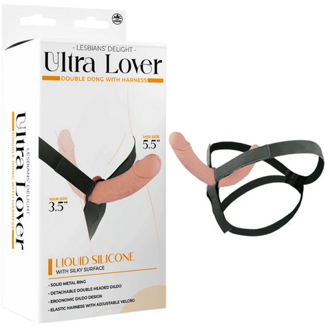 Ultra Lover Double Dong Penetrix with Harness – Ergonomic Silicone Dildo Set Flesh > Dildos > Strap On Dildos
