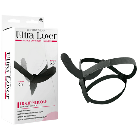 Ultra Lover Double Dong Penetrix with Harness – Ergonomic Silicone Dildo Set Black > Dildos > Strap On Dildos