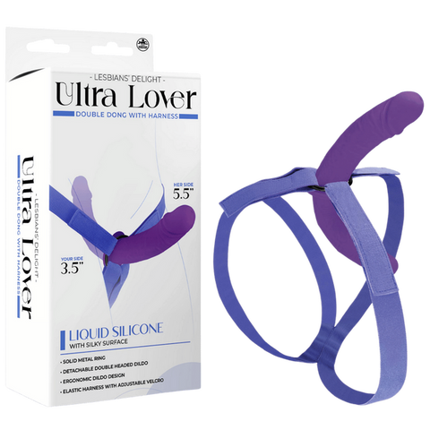 Ultra Lover Double Dong Penetrix with Harness – Ergonomic Silicone Dildo Set Purple > Dildos > Strap On Dildos