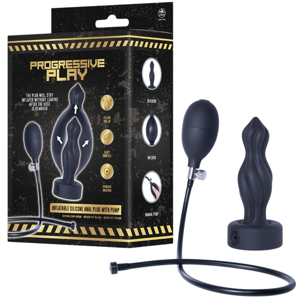 Inflatable Silicone Anal Plug - Removable Magnetic Hose Secondary image
