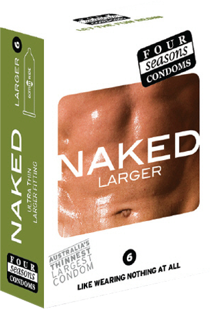 Four Seasons Naked Larger Fitting Condoms – Lubricated Condoms with 60mm Nominal Width 6 Pack Default Title > Essentials > Condoms