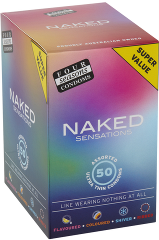 Four Seasons Naked Sensations – Ultra Sensitive Lubricated Condoms - Assorted 50 Pack One Size > Essentials > Condoms