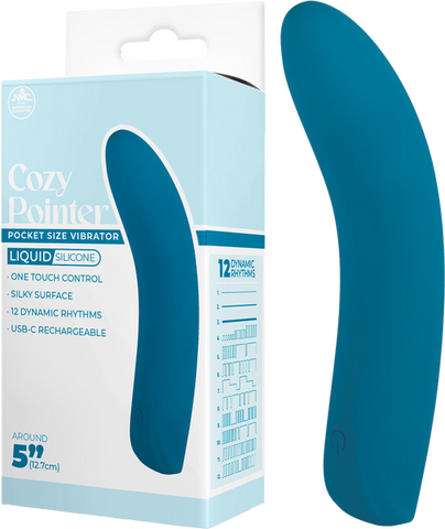 Cozy Pointer – Silicone Rechargeable 5 Inch Vibrator with One Touch Control Blue > Vibrators > Standard Vibrators