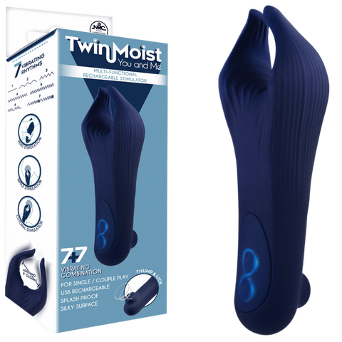 TwinMoist - Multi-Functional Rechargeable Stimulator – Splash Proof USB Rechargeable Vibrator Blue > Sex Toys > Couples Toys