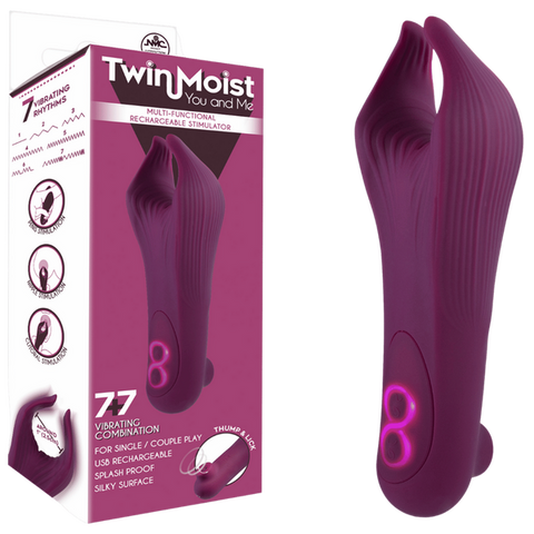 TwinMoist - Multi-Functional Rechargeable Stimulator – Splash Proof USB Rechargeable Vibrator Pink > Sex Toys > Couples Toys