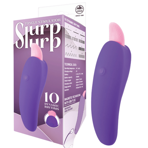Slurp Slurp Tongue Stimulator – Magnetic Rechargeable 10 Rhythm Vibrator Purple > Sex Toys For Ladies > Clitoral Vibrators and Stimulators