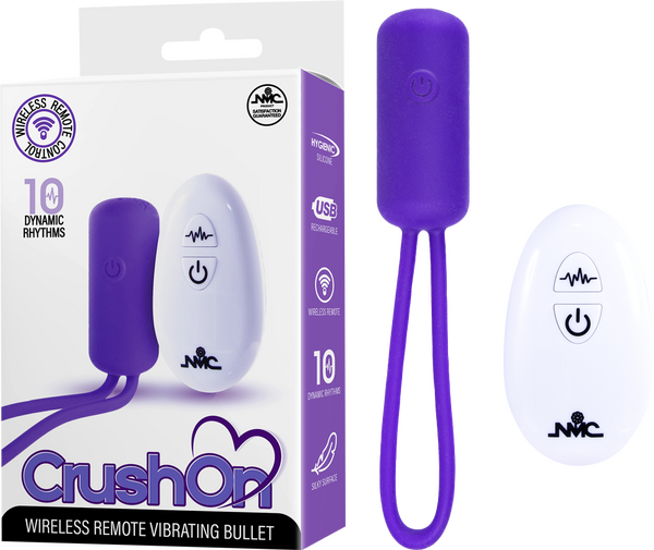 Crush On - Wireless Remote Vibrating Bullet – USB Rechargeable Silicone Bullet Vibrator Purple > Vibrators > Mini Vibrators