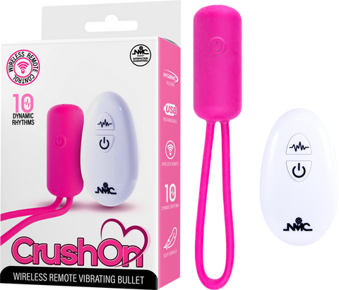 Crush On - Wireless Remote Vibrating Bullet – USB Rechargeable Silicone Bullet Vibrator Pink > Vibrators > Mini Vibrators