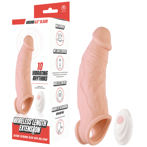 Wireless Length Extension – Waterproof 6.5 Inch Vibrating Extension Device Flesh > Sex Toys For Men > Penis Sleeves