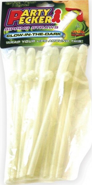 Party Pecker Glow-in-the-Dark (Pack of 10) – 8 Inch Adult-Themed Drinking Straws Clear > Novelties > Party Supplies