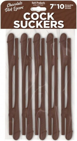Hott Products Cock Sucker (Chocolate Brown) – 7 Inch Reusable Novelty Drink Straws Set of 10 Brown > Novelties > Party Supplies