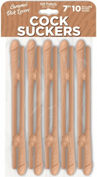 Hott Products Cock Sucker (Chocolate Brown) – 7 Inch Reusable Novelty Drink Straws Set of 10 Tan > Novelties > Party Supplies