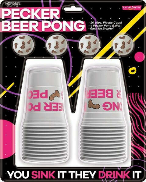 Pecker Beer Pong Play Set – Party Game with 20 Plastic Cups and 4 Pong Balls Secondary image