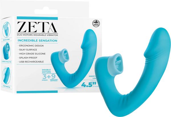 Dual Motor Wearable Vibrator – Splashproof 4.5 Inch USB Rechargeable Vibrator Blue > Sex Toys For Ladies > Panty Vibes