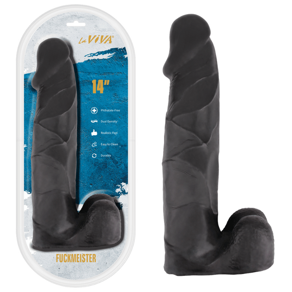 Fuckmiester 14 Inch Realistic Large Straight Dildo Black > Dildos > Oversized Toys