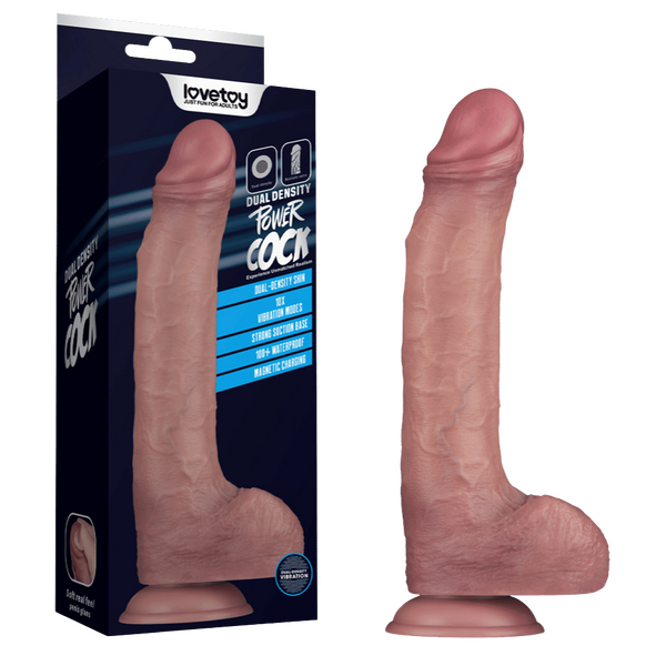 11" Vibrating Dual Density Power Cock (Flesh) Default Title > Dildos > Large Dildos