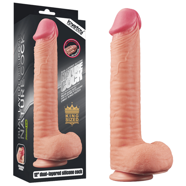 Love Toy King Dual Layered - Textured 12 Inch Platinum Silicone Cock Default Title > Dildos > Large Dildos