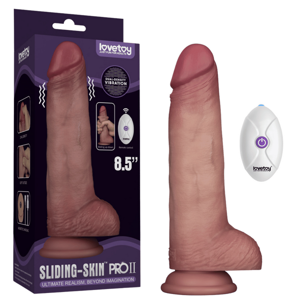 Vibrating Sliding Skin Pro II Silicone Dong 8.5 Inches – Waterproof Wireless Remote-Controlled Dong Flesh > Vibrators > Realistic Vibrators