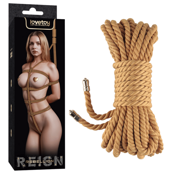 Rebellion Reign Natural Knot Bondage Rope 10 Meter Durable Cotton-Soft Rope Tan > Bondage Gear > Rope