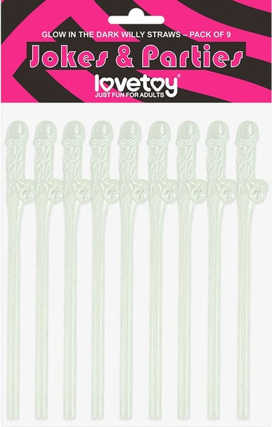 Willy Straws Glow in the Dark 9 Pack – Glow in the Dark Straws > Novelties > Party Supplies