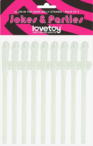 Willy Straws Glow in the Dark 9 Pack – Glow in the Dark Straws > Novelties > Party Supplies