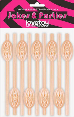 Pussy Straws 9 Pack – Flexible Straw Set Flesh > Novelties > Party Supplies