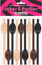 Pussy Straws – 9 Pack Straws Flesh, Brown, Black > Novelties > Party Supplies