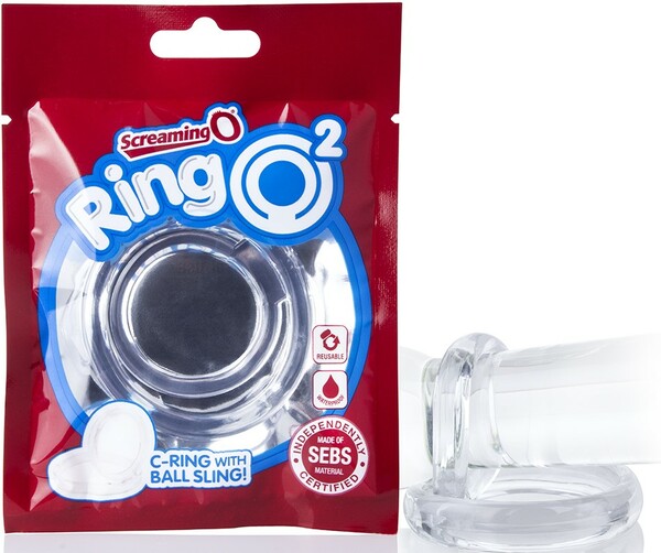 Screaming O RingO 2 – Waterproof Stretchy Silicone Dual Cock and Ball Ring Clear > Cock Ring > Single