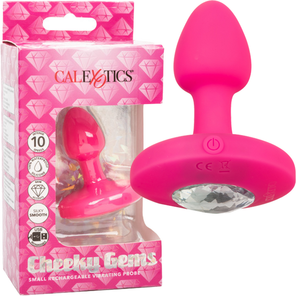 Cheeky Gems Small Rechargeable Vibrating Probe – Flexible Silicone Probe Vibrator Pink > Anal Range > Vibrating Butt Plugs
